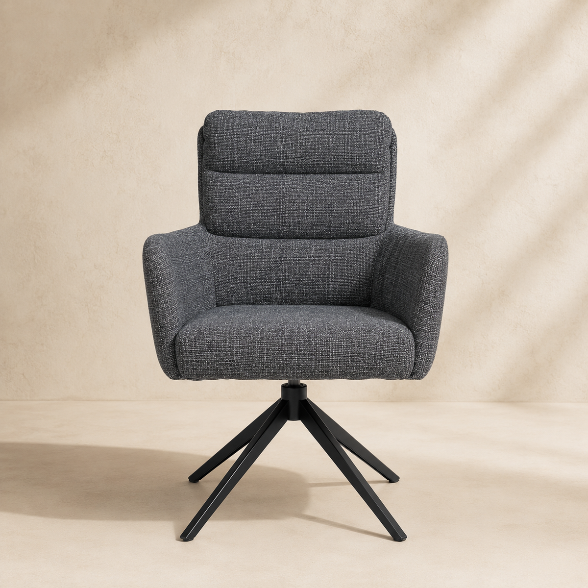 Silla de comedor tapizada, pata metálica