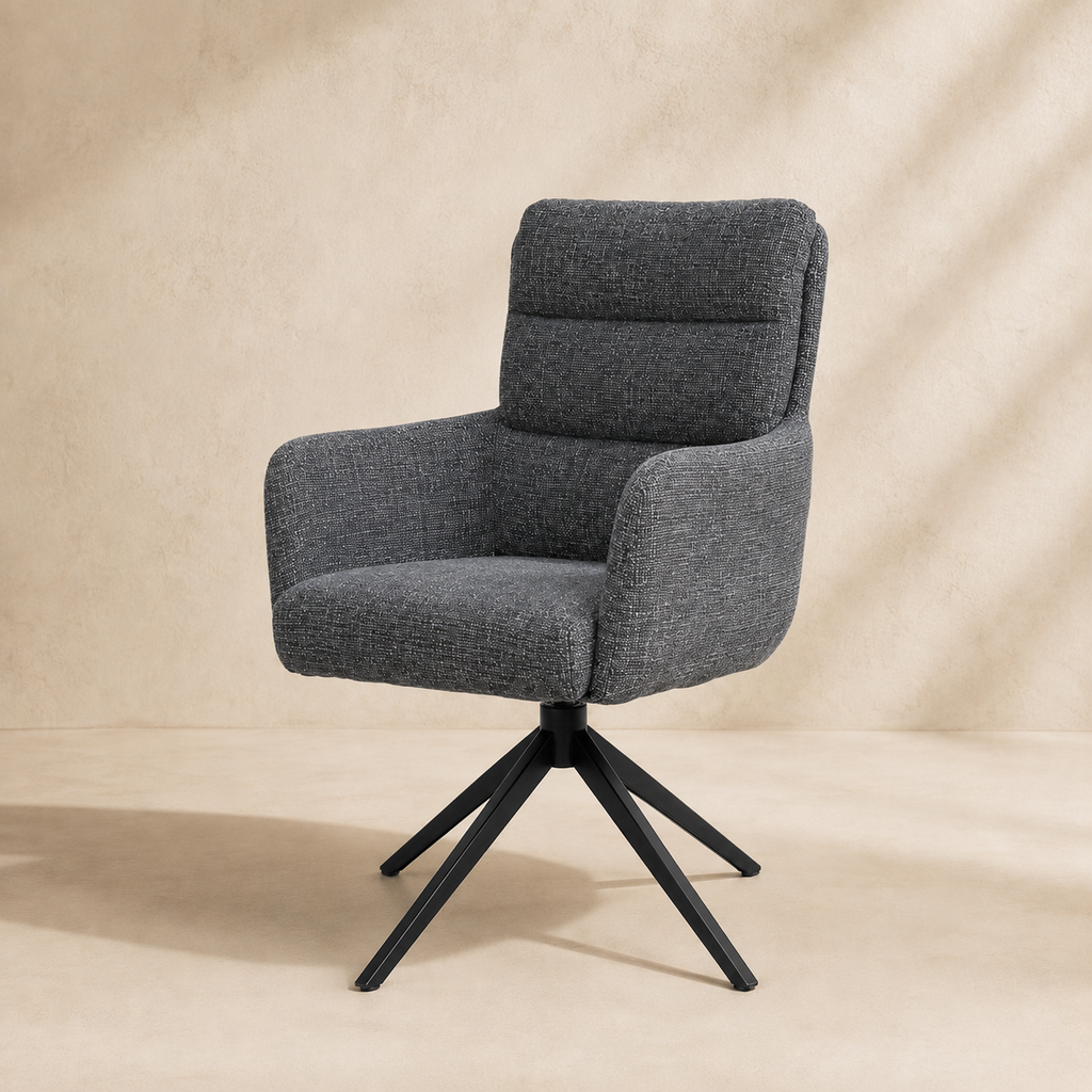 Silla de comedor tapizada, pata metálica