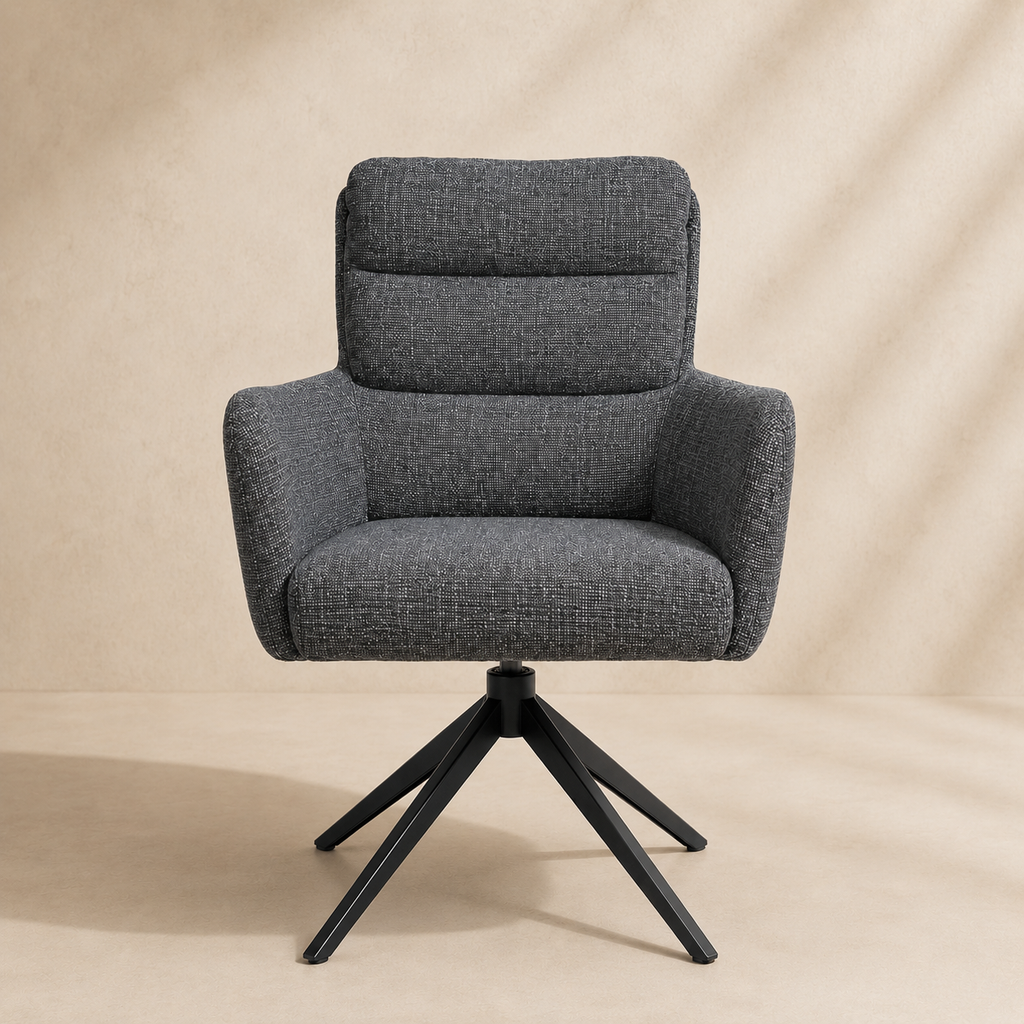 Silla de comedor tapizada, pata metálica