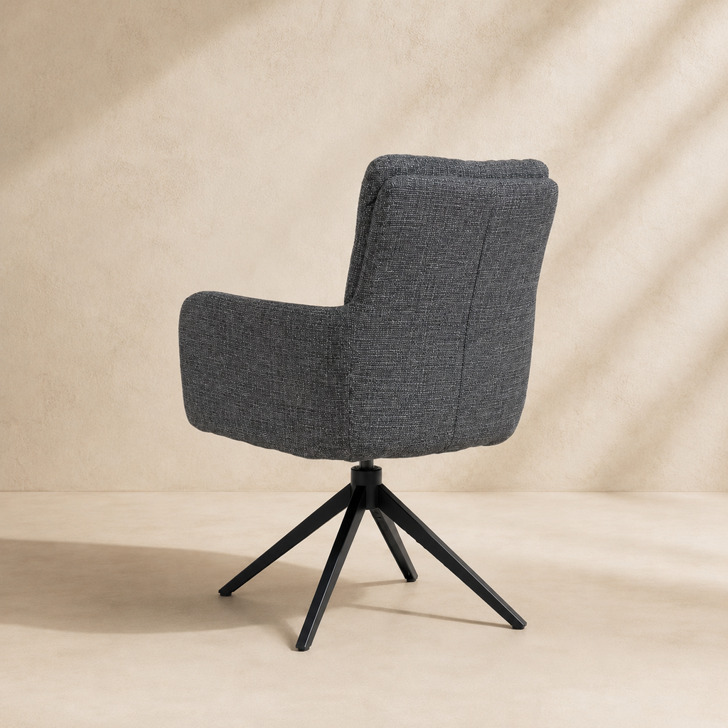 Silla de comedor tapizada, pata metálica