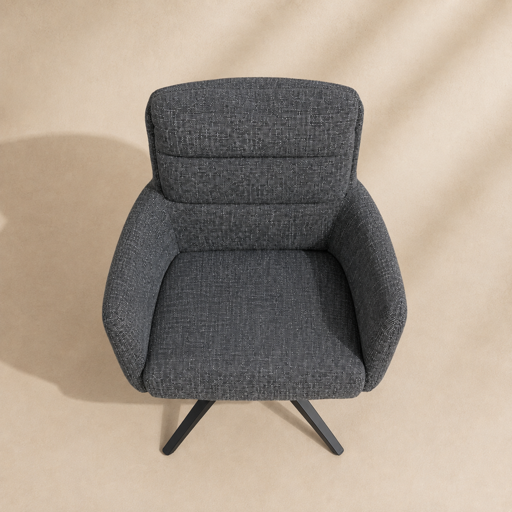 Silla de comedor tapizada, pata metálica