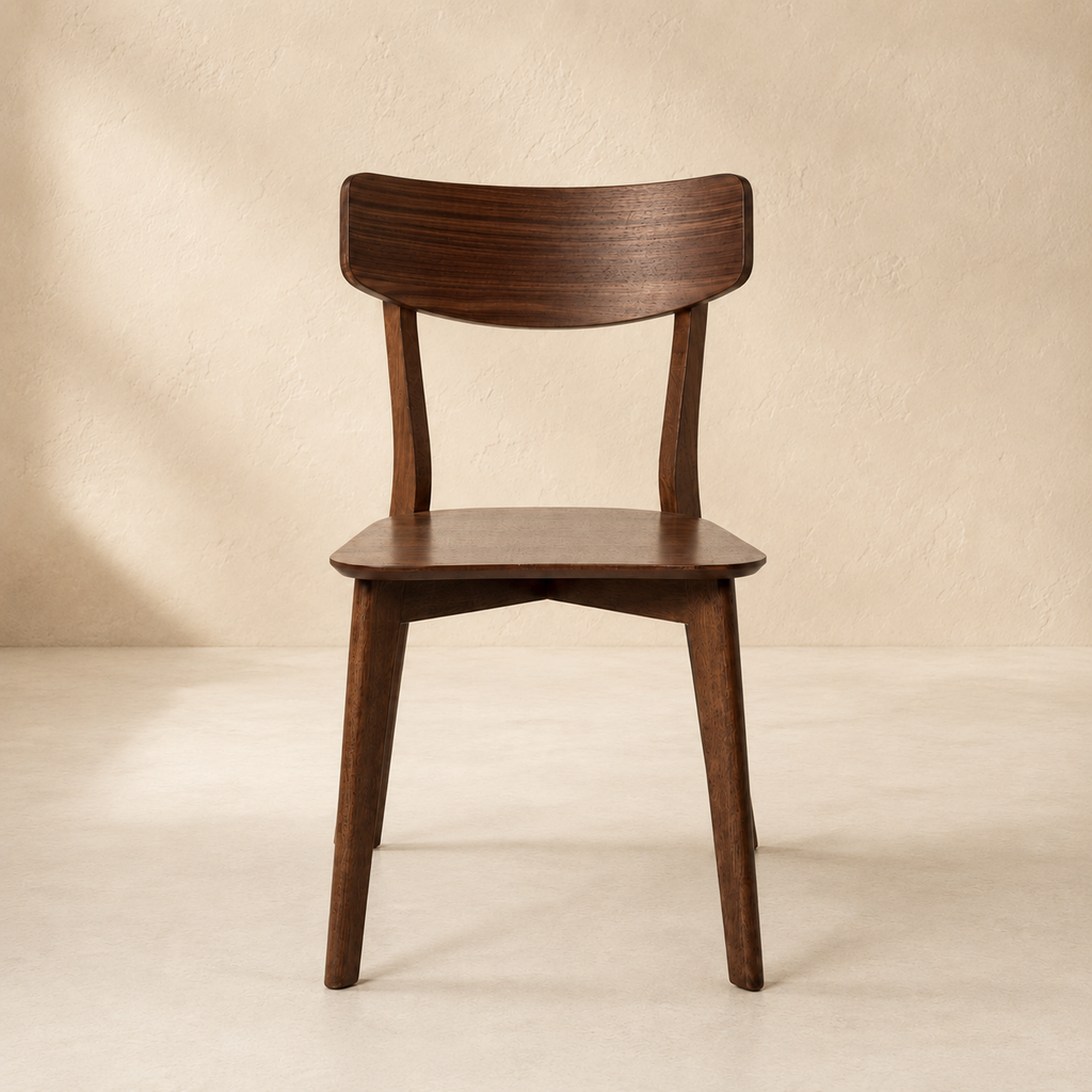 Silla de comedor de madera, acabado nogal