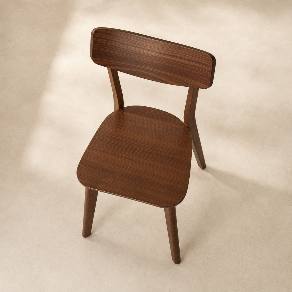 Silla de comedor de madera, acabado nogal