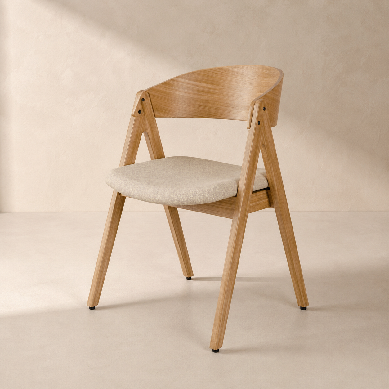 Upholstered dining chair, oak legs