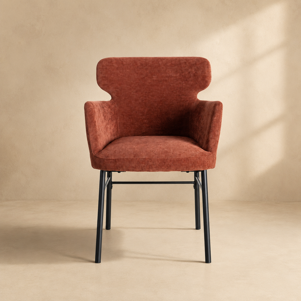 Silla de comedor tapizada, pata metálica