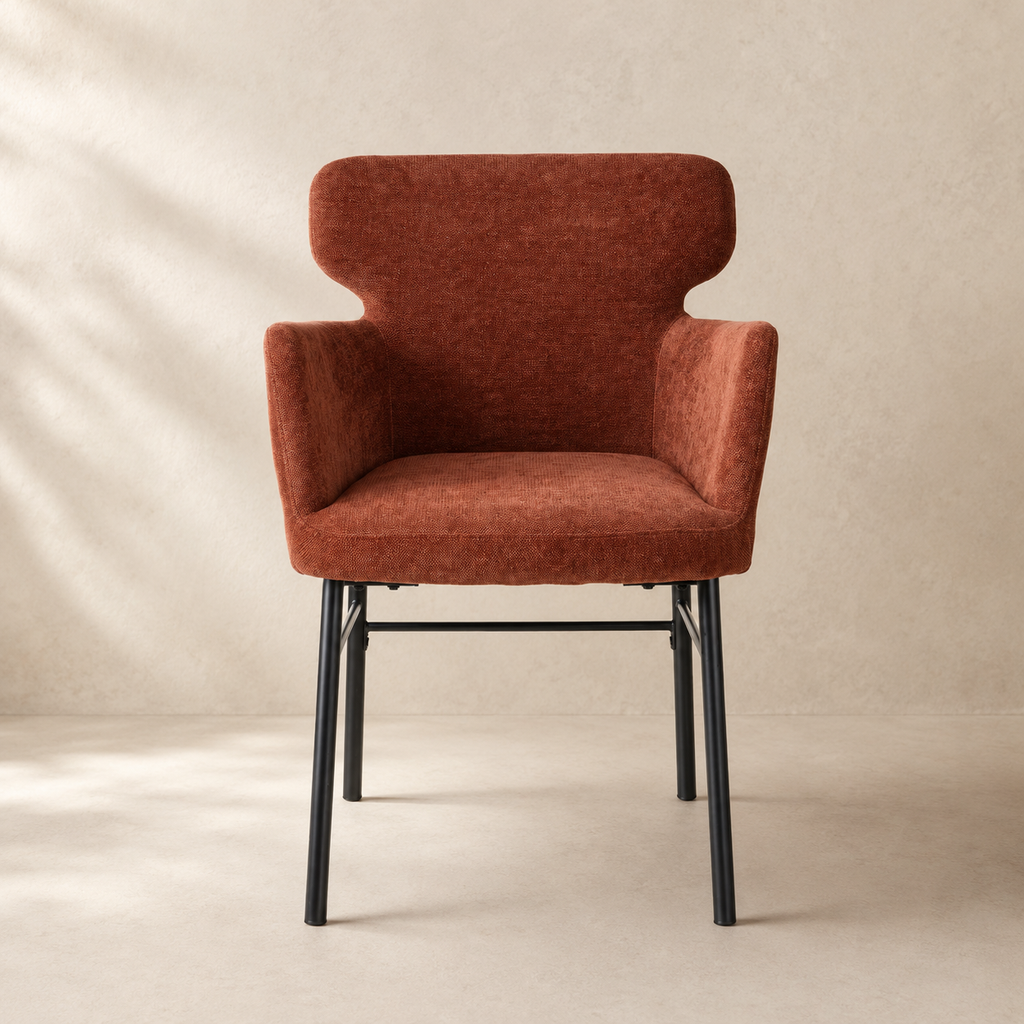 Silla de comedor tapizada, pata metálica