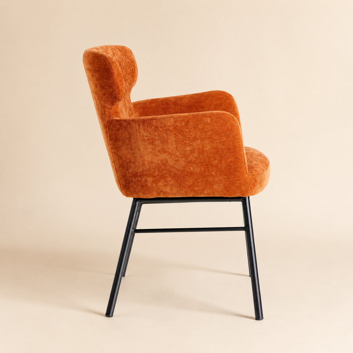 Silla de comedor tapizada, pata metálica