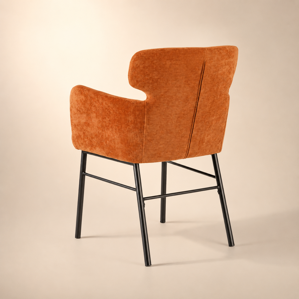 Silla de comedor tapizada, pata metálica