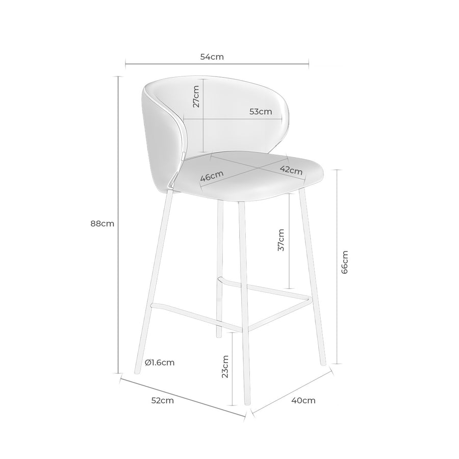 Low upholstered stool with backrest