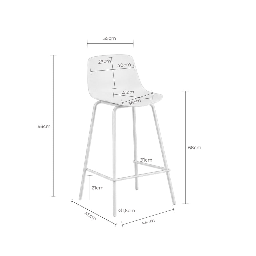 Low polypropylene stool with backrest