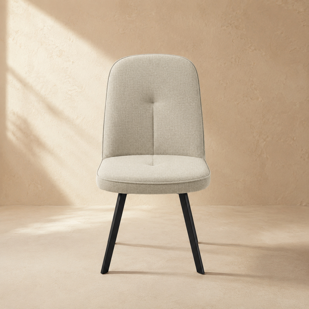 Silla de comedor tapizada, pata metálica