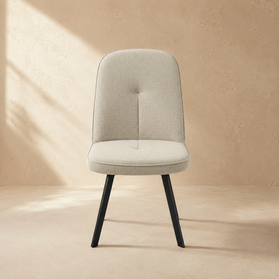 Silla de comedor tapizada, pata metálica