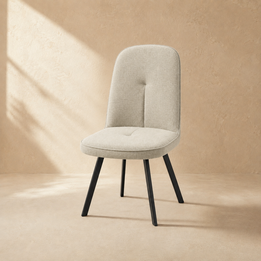 Silla de comedor tapizada, pata metálica