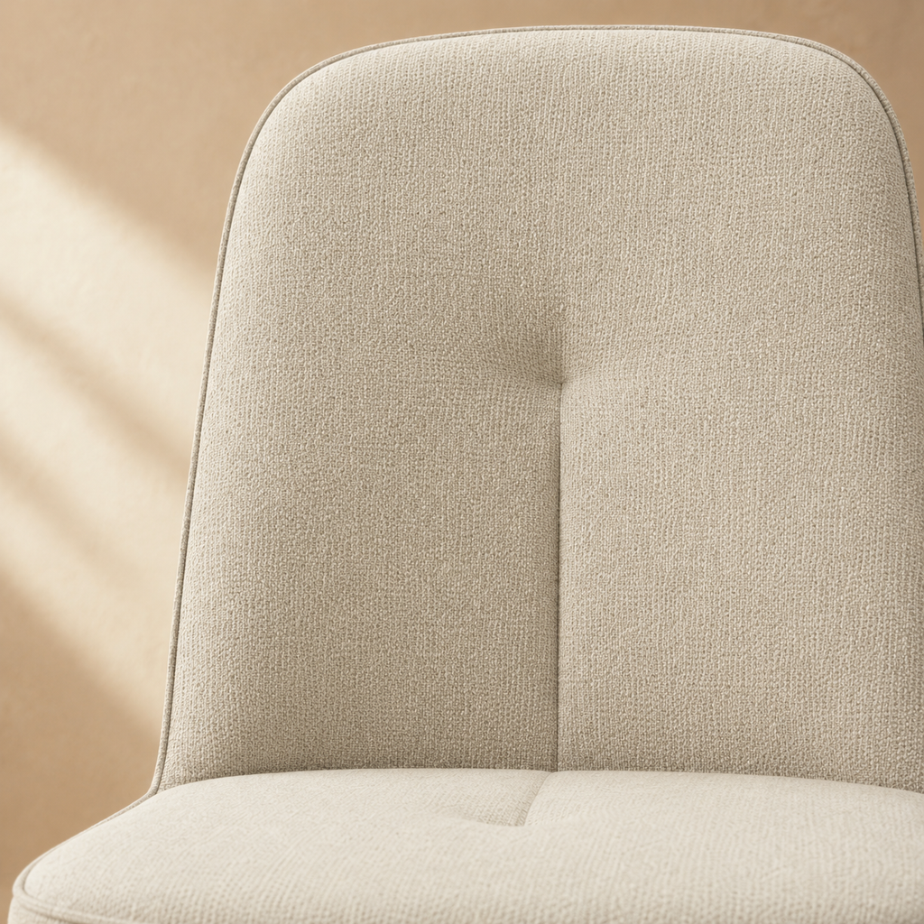 Silla de comedor tapizada, pata metálica