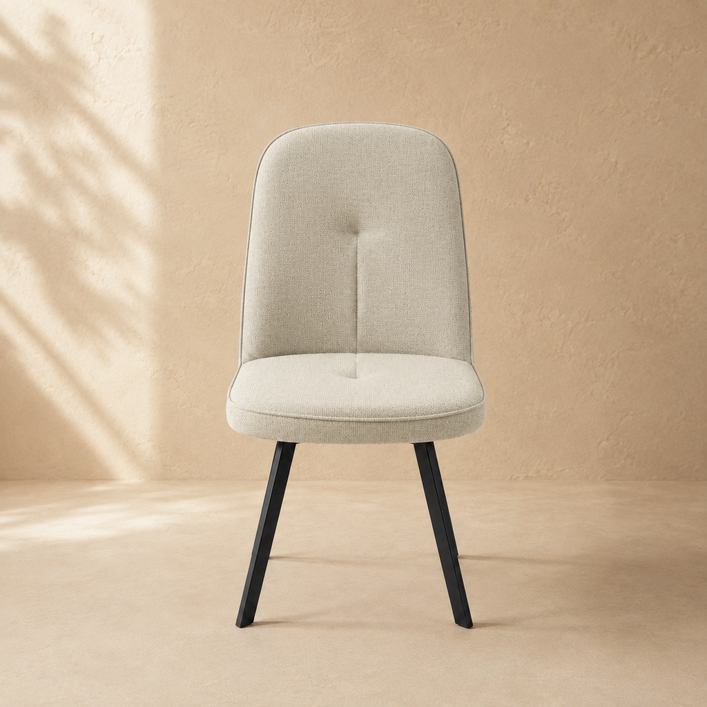 Silla de comedor tapizada, pata metálica