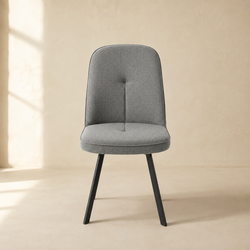 Silla de comedor tapizada, pata metálica
