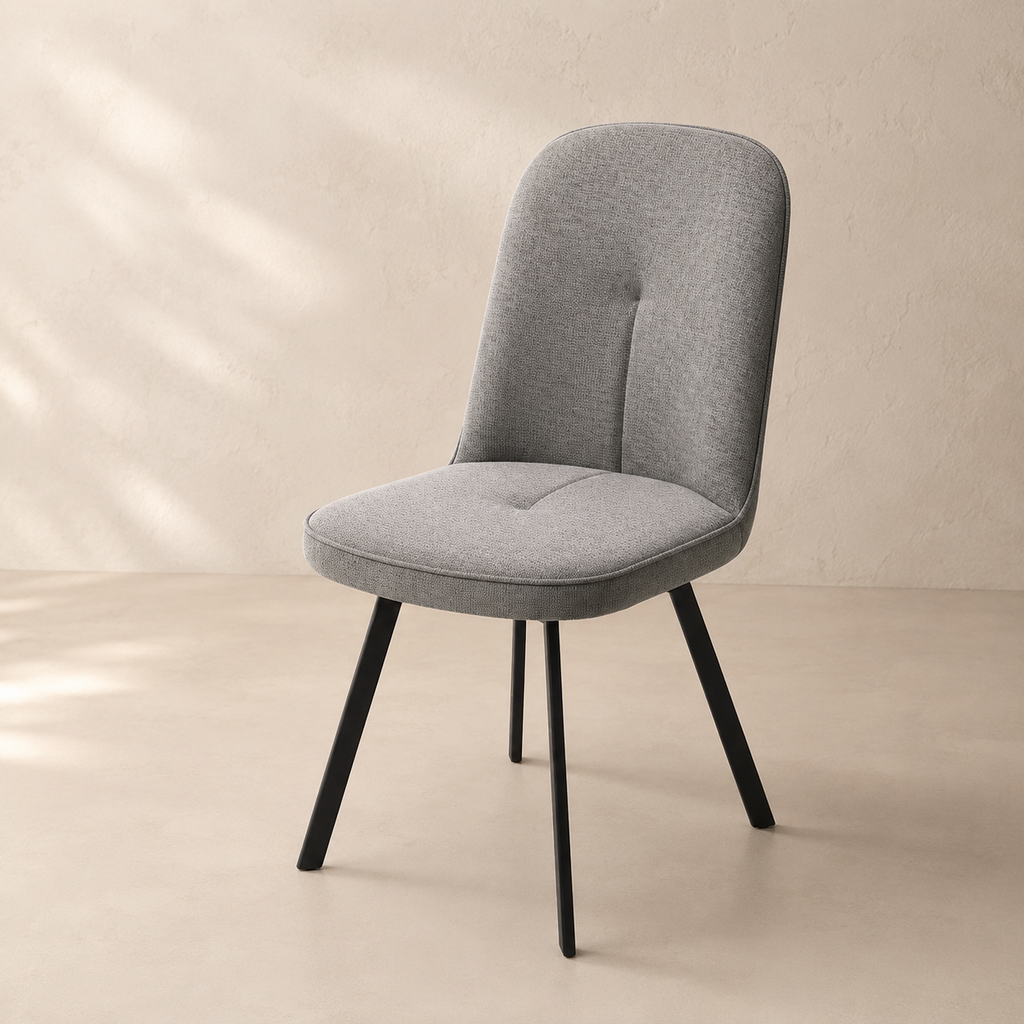 Silla de comedor tapizada, pata metálica