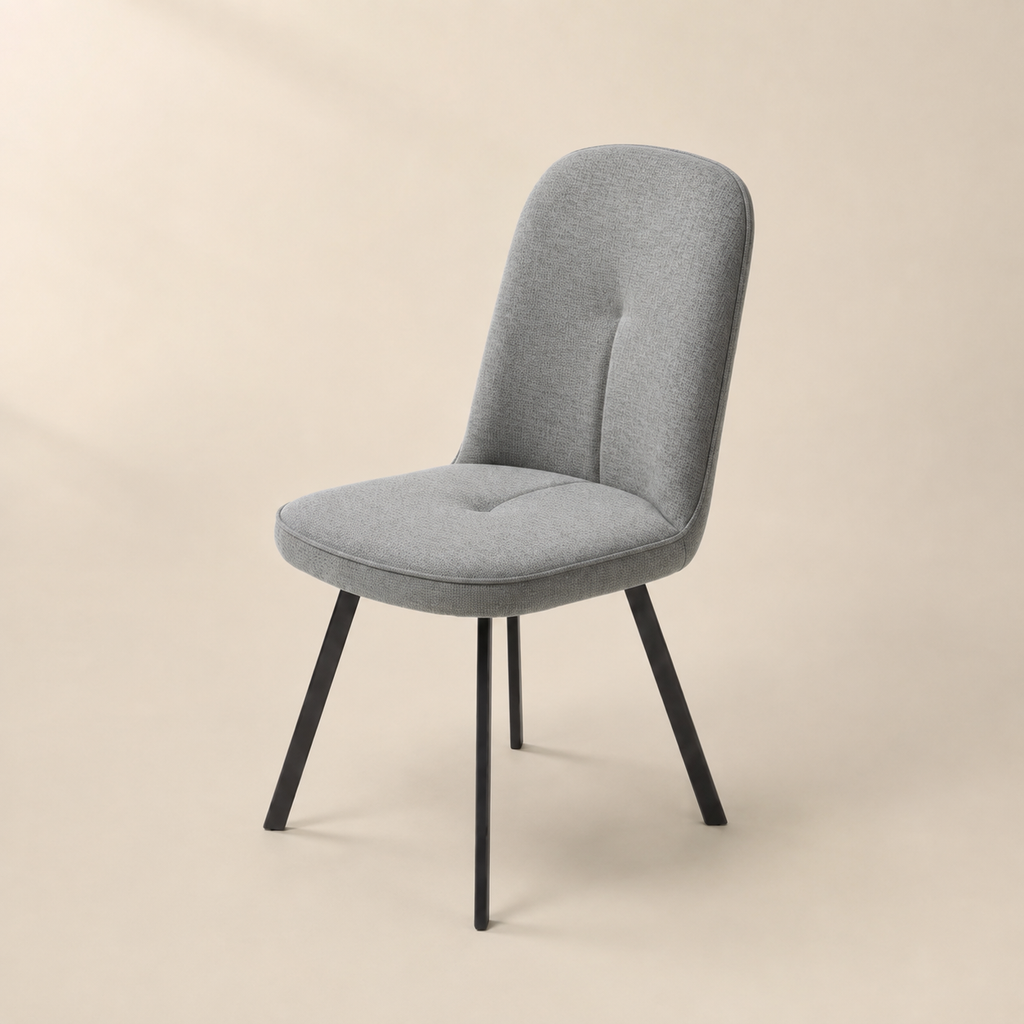 Silla de comedor tapizada, pata metálica