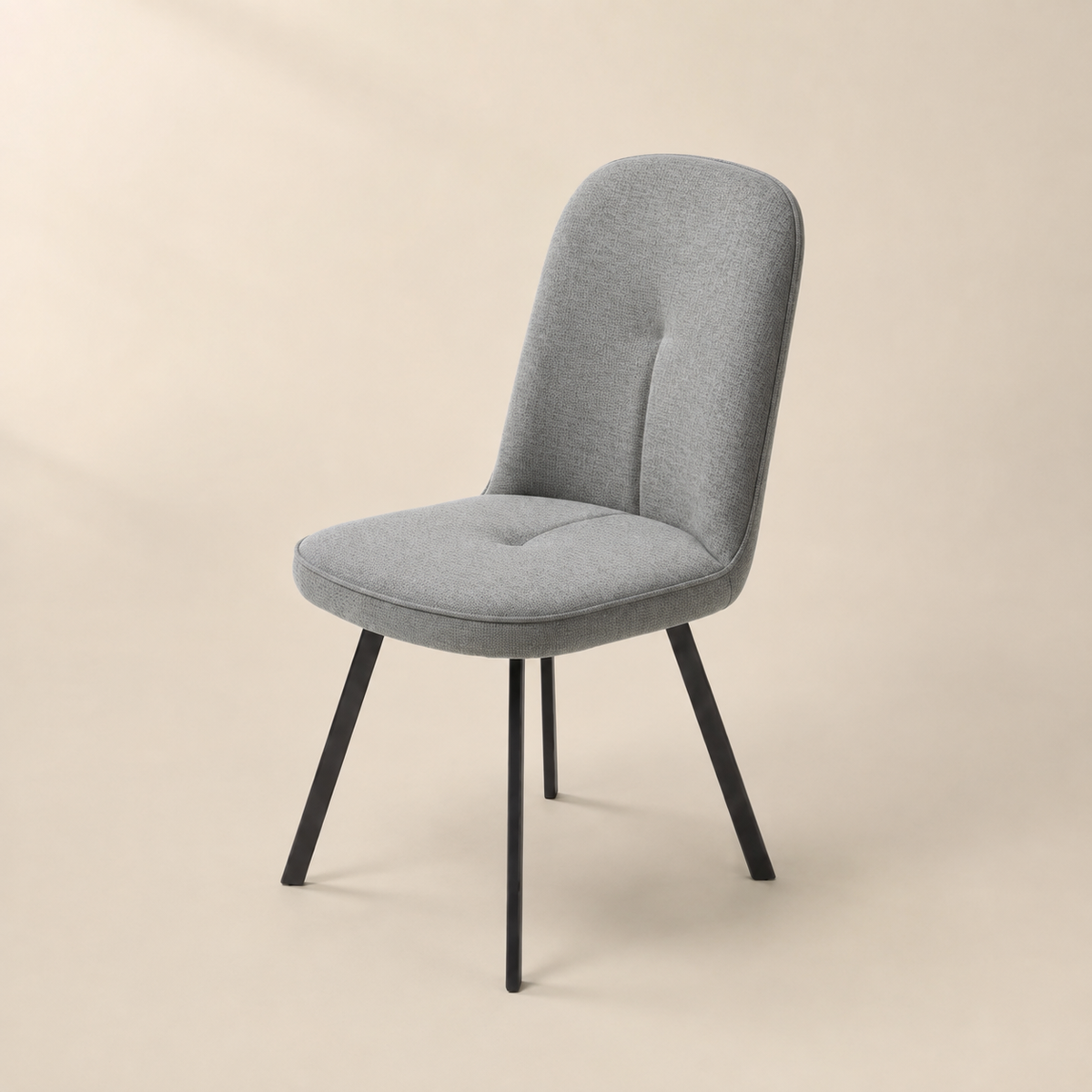 Silla de comedor tapizada, pata metálica