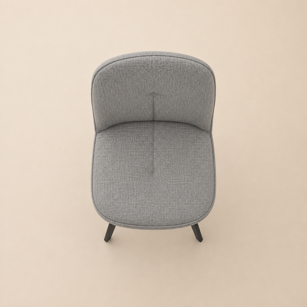 Silla de comedor tapizada, pata metálica