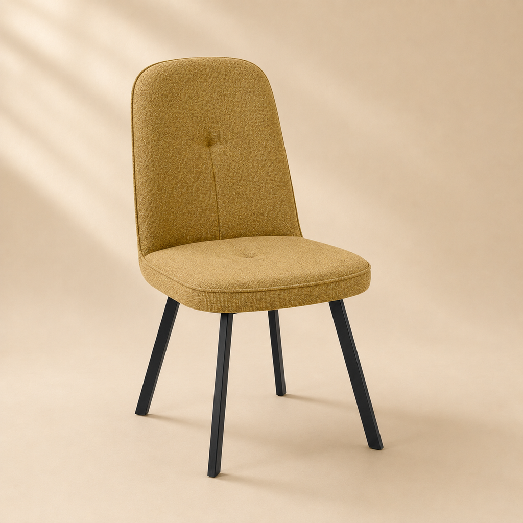 Silla de comedor tapizada, pata metálica