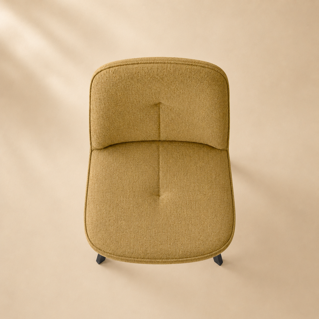 Silla de comedor tapizada, pata metálica
