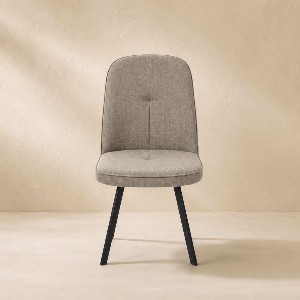 Silla de comedor tapizada, pata metálica