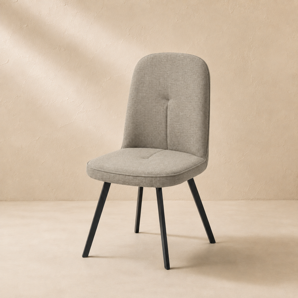 Silla de comedor tapizada, pata metálica