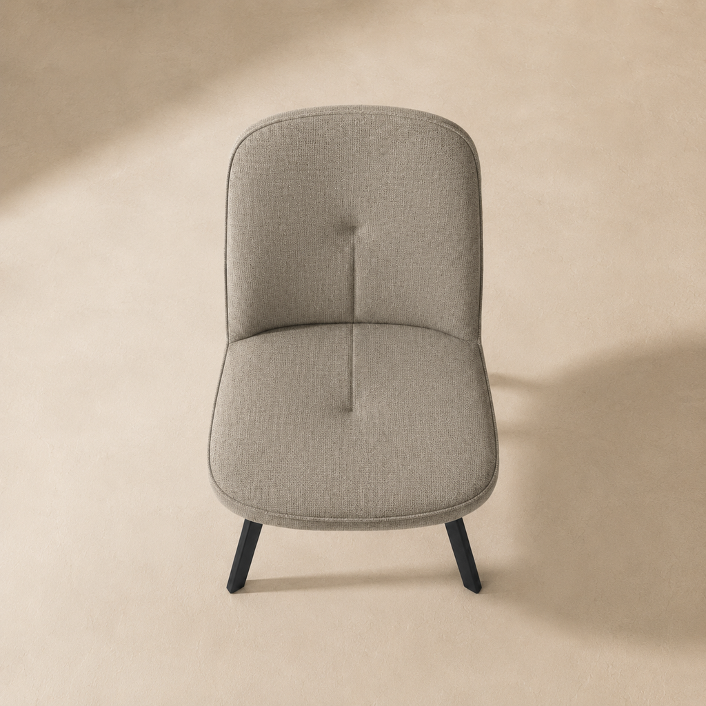 Silla de comedor tapizada, pata metálica