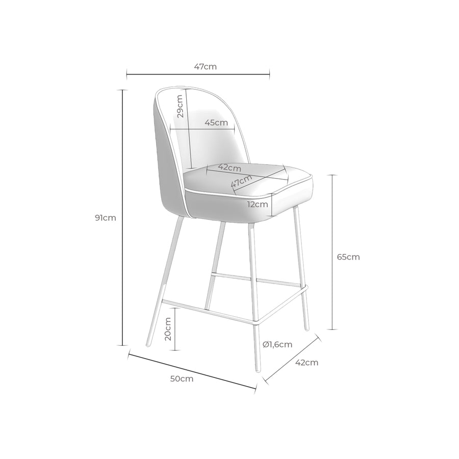 Low upholstered stool with backrest