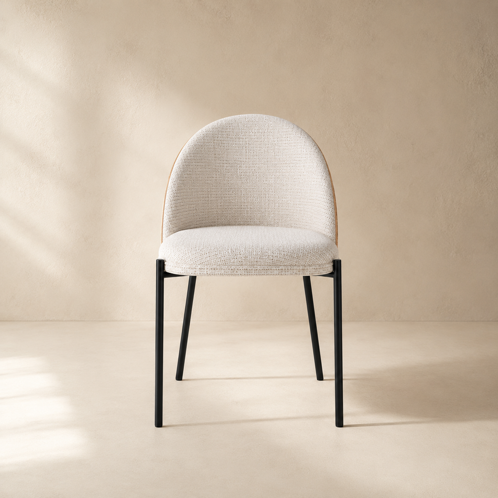 Silla de comedor tapizada, pata metálica
