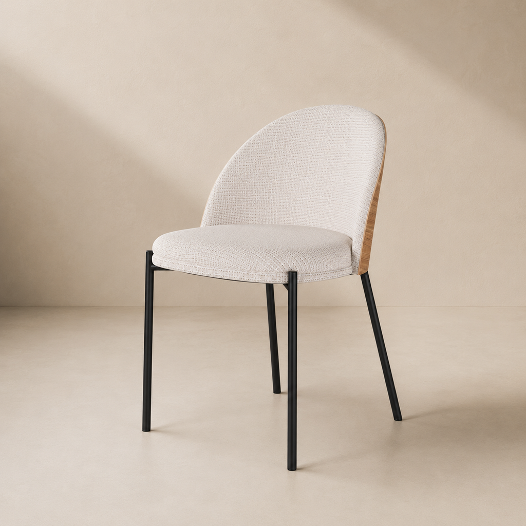 Silla de comedor tapizada, pata metálica