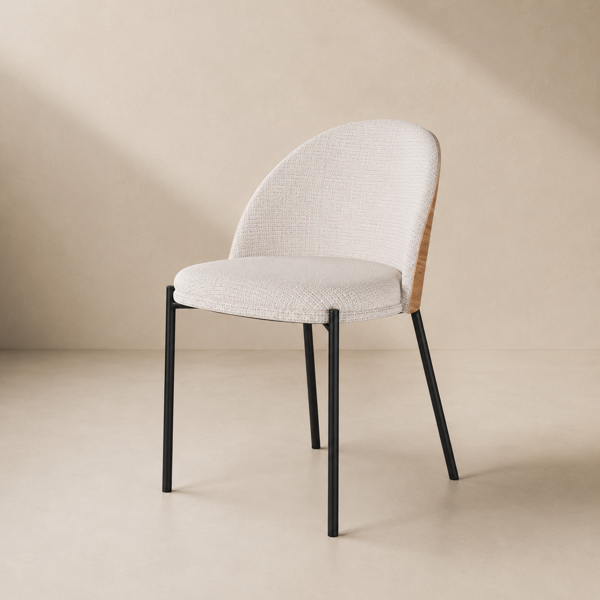 Upholstered dining chair, metal leg
