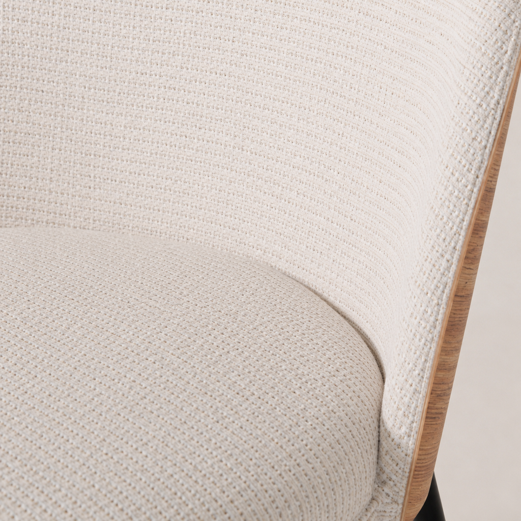 Silla de comedor tapizada, pata metálica