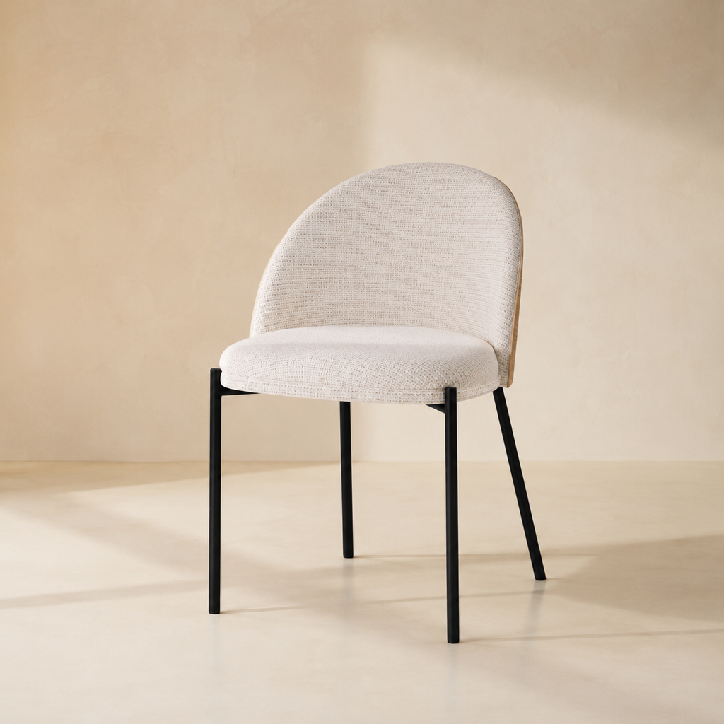 Silla de comedor tapizada, pata metálica