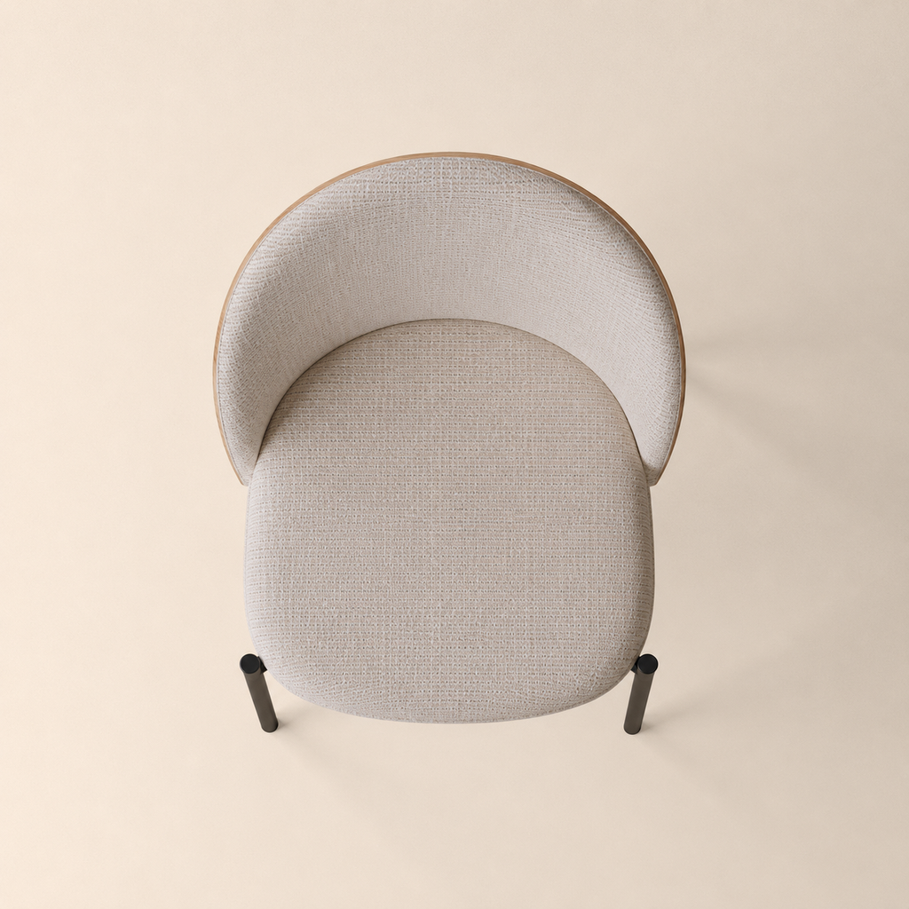 Silla de comedor tapizada, pata metálica