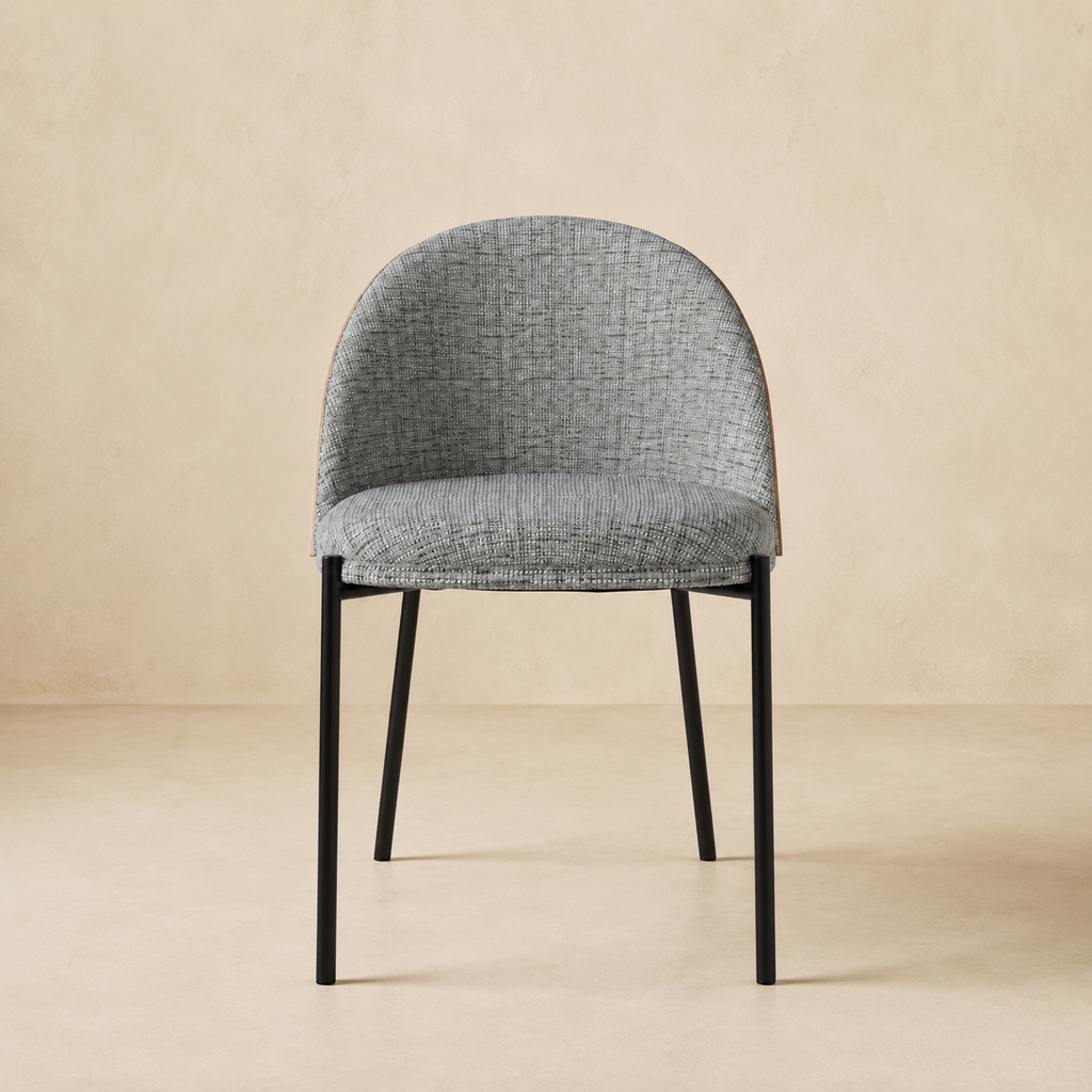 Silla de comedor tapizada, pata metálica