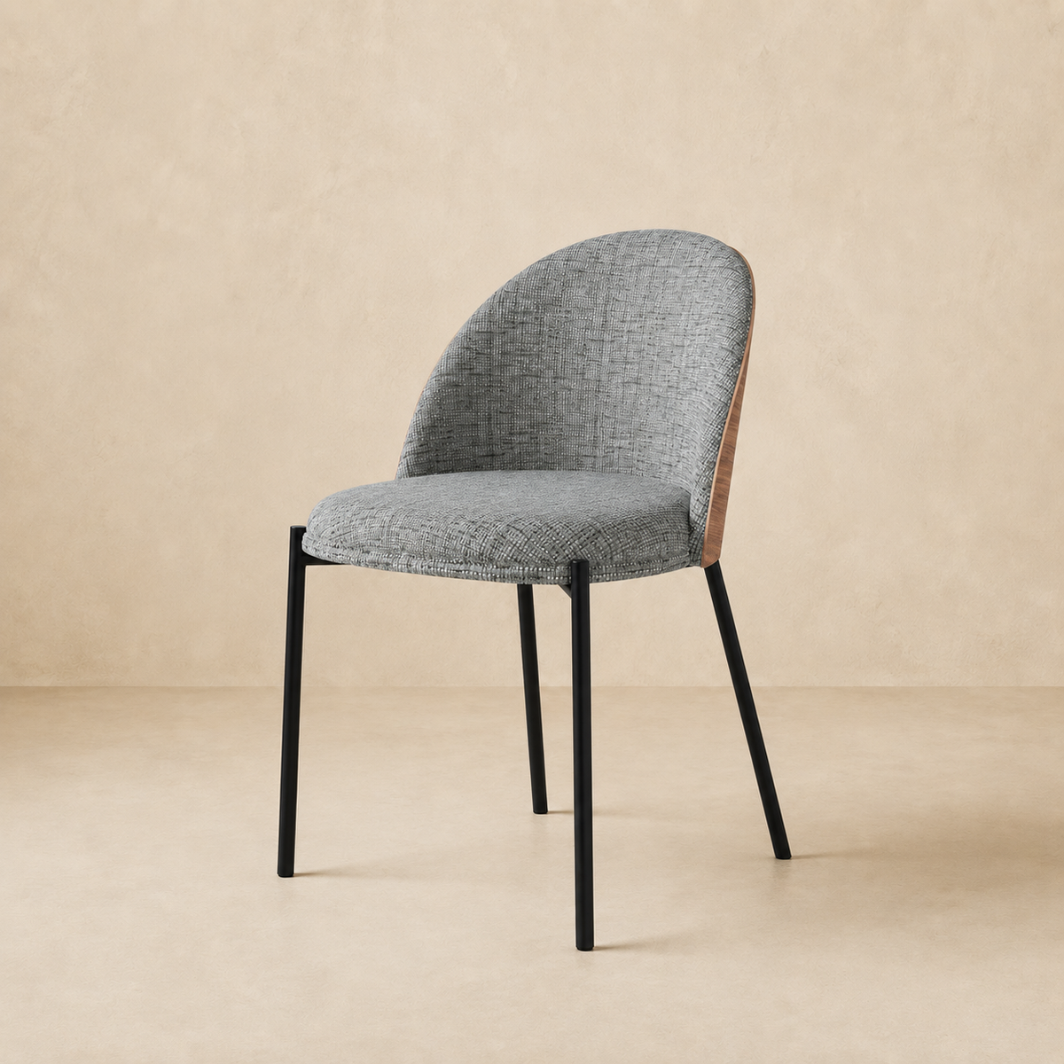 Silla de comedor tapizada, pata metálica