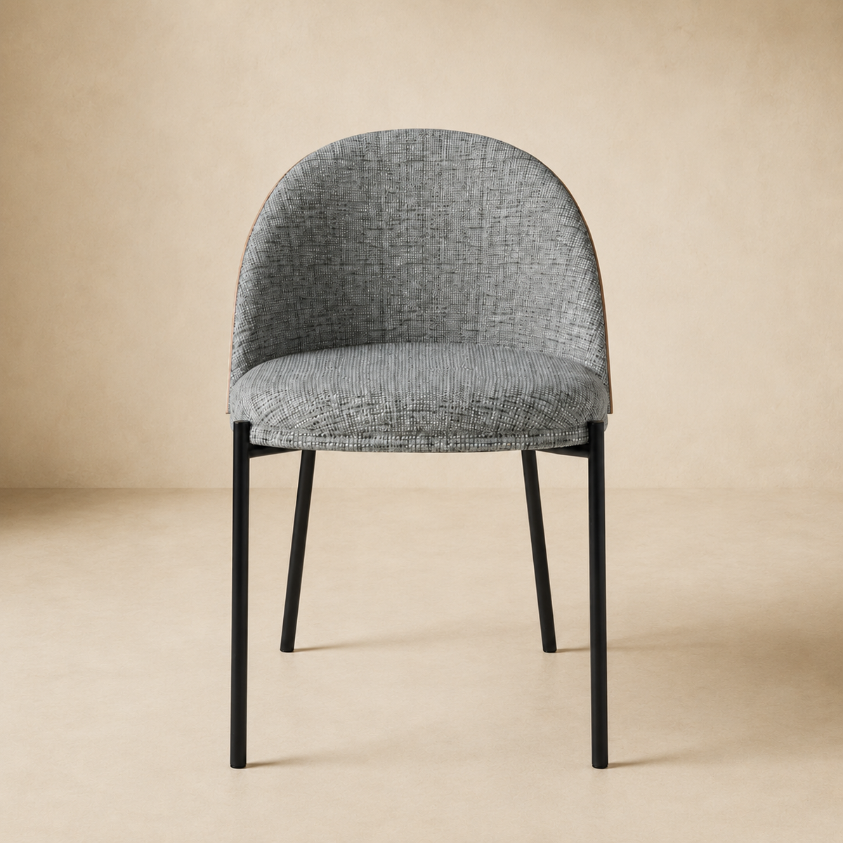 Silla de comedor tapizada, pata metálica