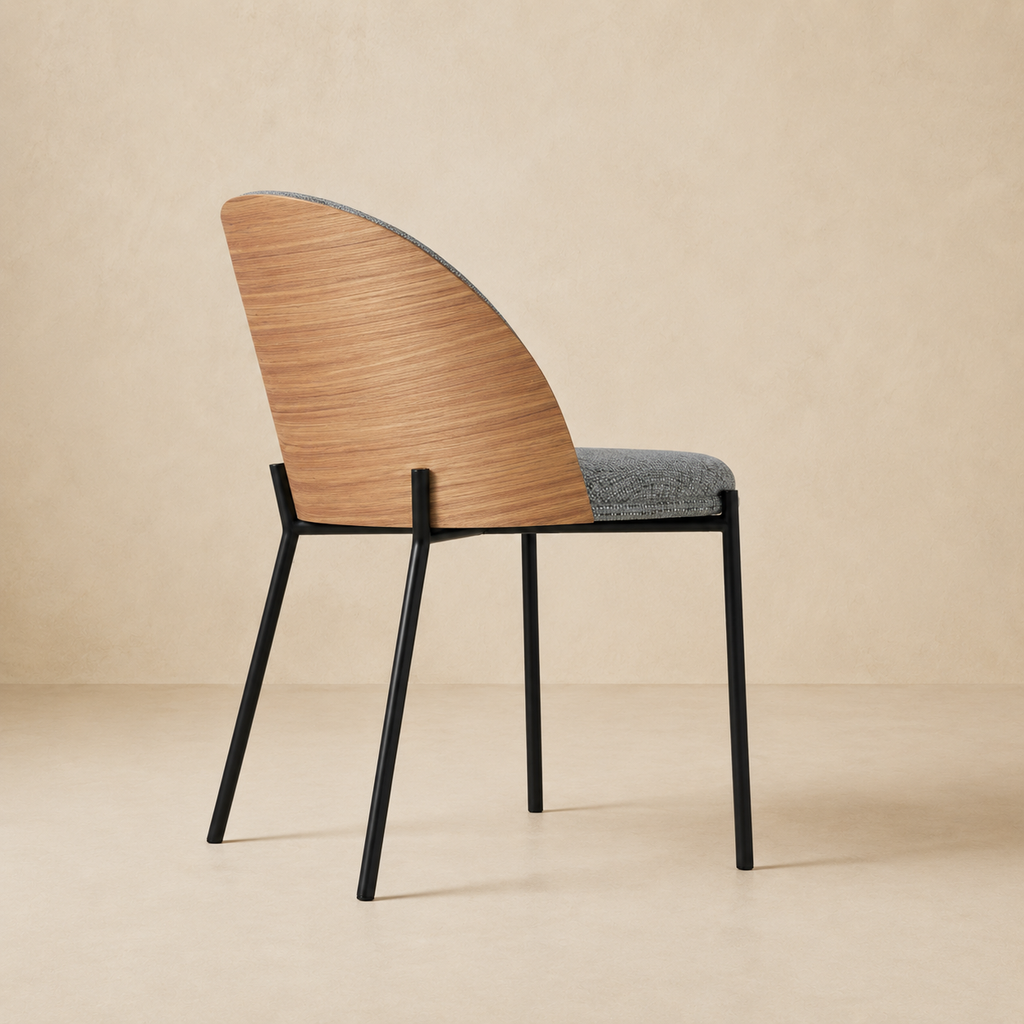 Silla de comedor tapizada, pata metálica