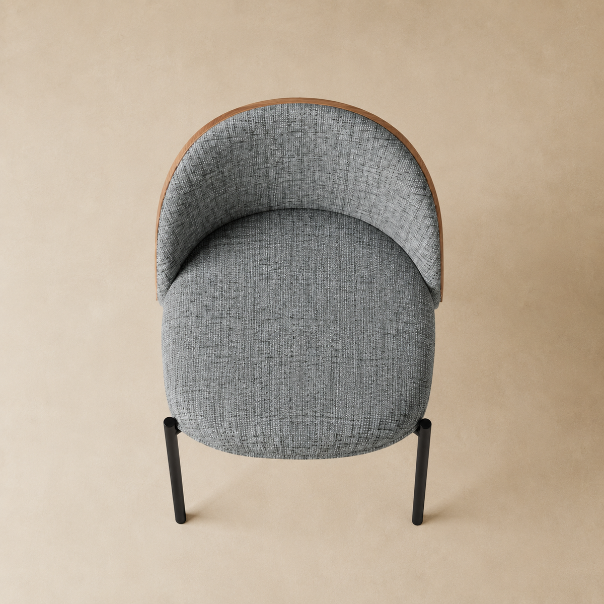 Silla de comedor tapizada, pata metálica