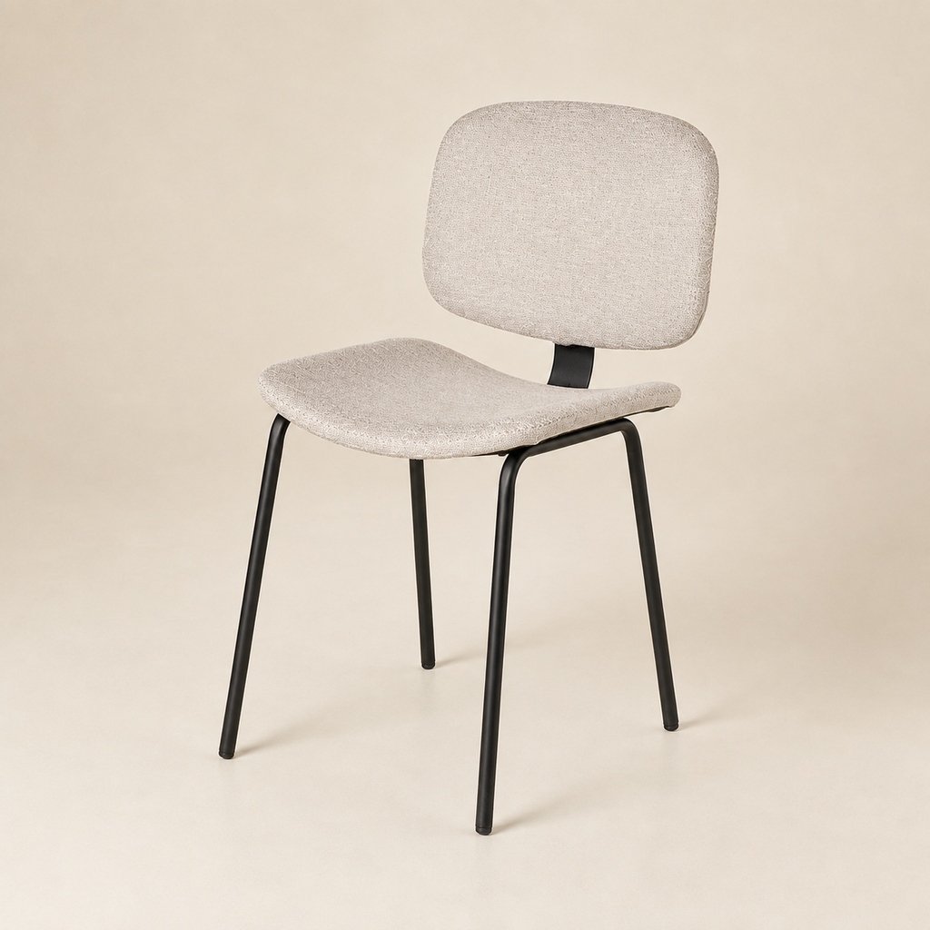 Silla de comedor tapizada, pata metálica
