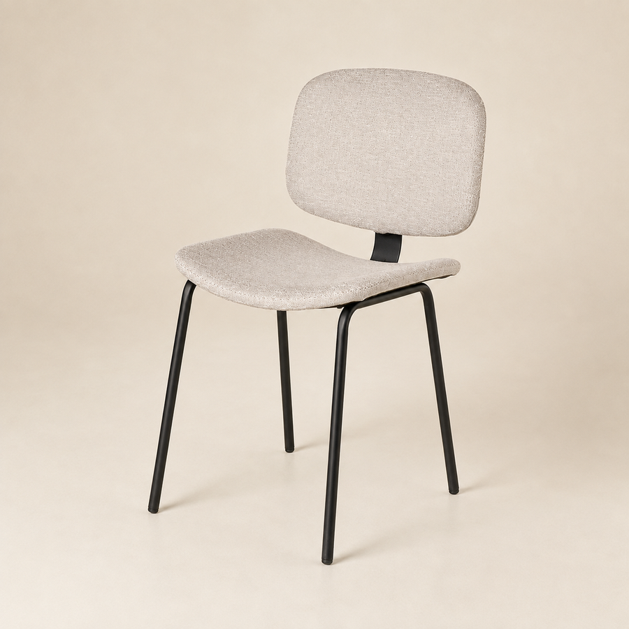 Silla de comedor tapizada, pata metálica