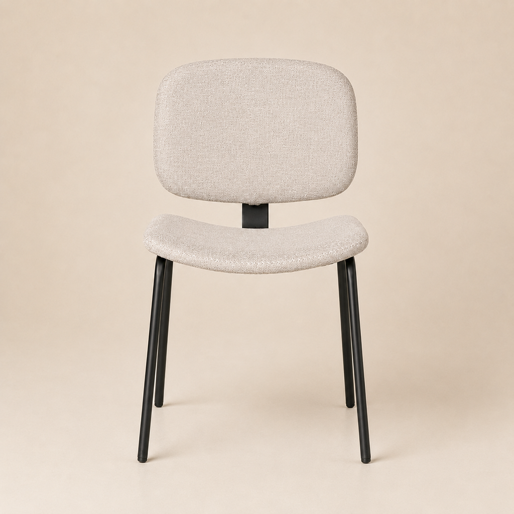 Silla de comedor tapizada, pata metálica