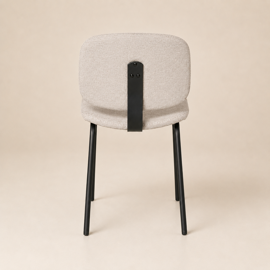 Silla de comedor tapizada, pata metálica