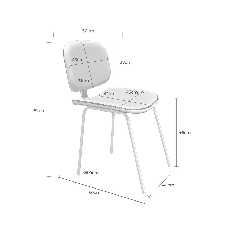 Upholstered dining chair, metal leg