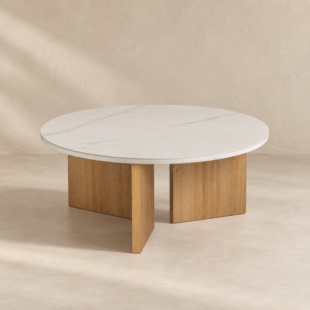 Set of 2 round coffee tables, ceramic top, 80 cm