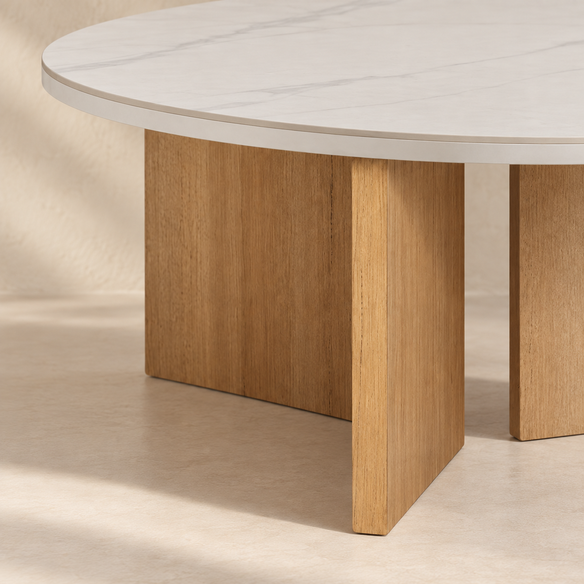 Set of 2 round coffee tables, ceramic top, 80 cm