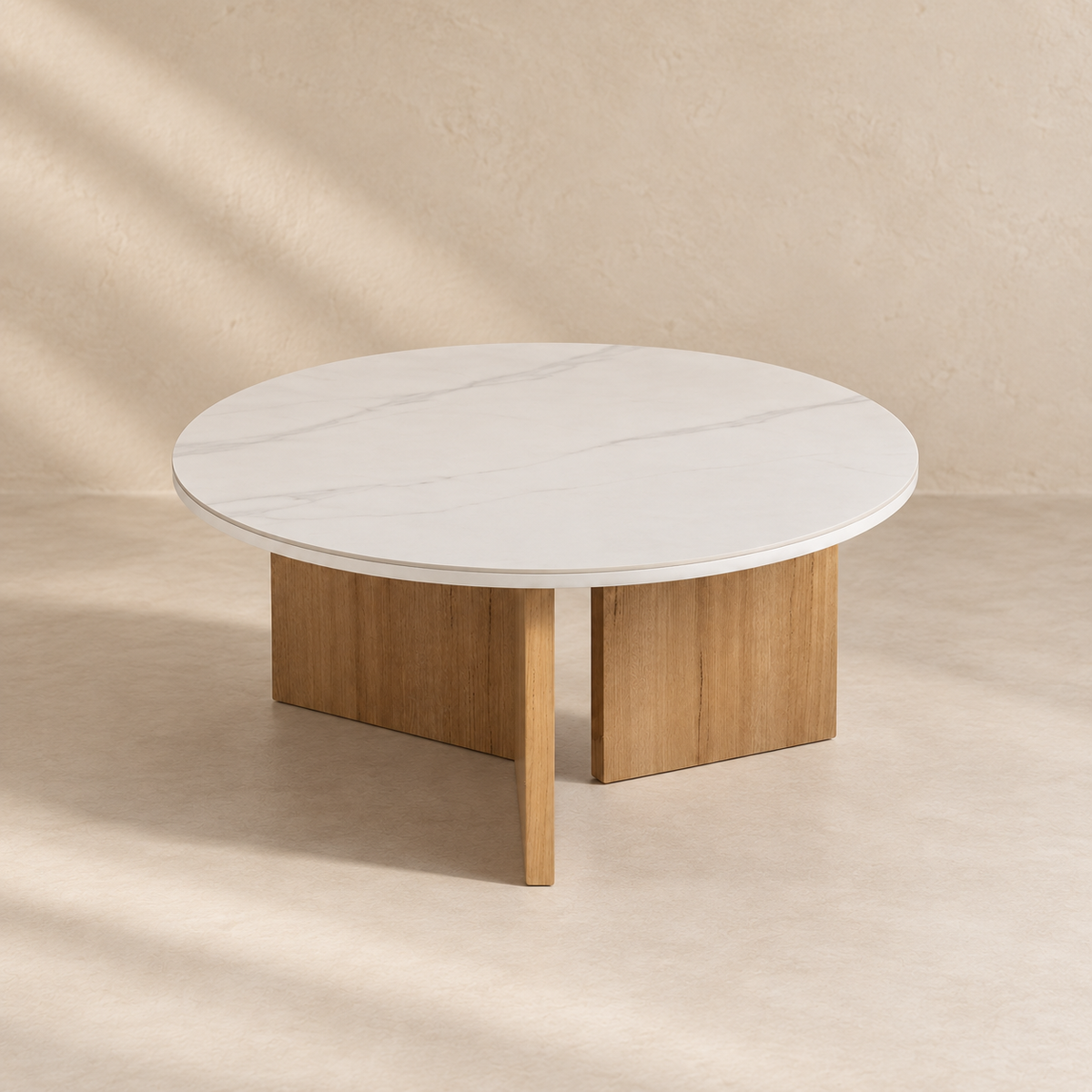 Set of 2 round coffee tables, ceramic top, 80 cm