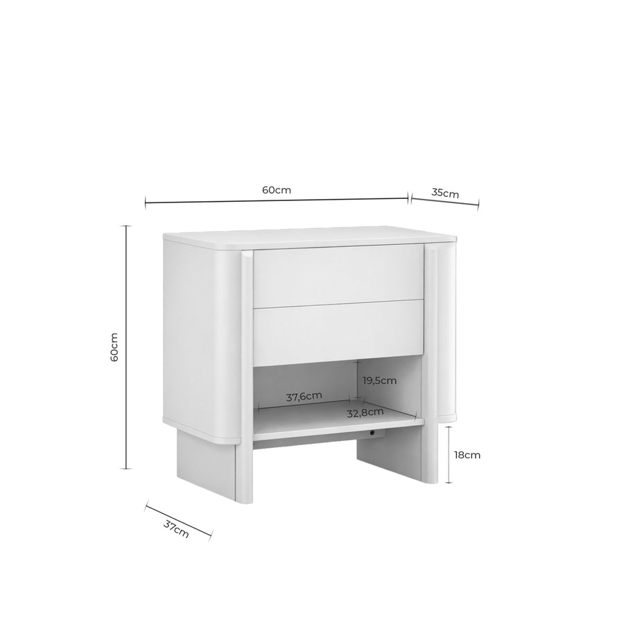 Mesita Solé 1 cajón y hueco, madera, 60 × 37 cm